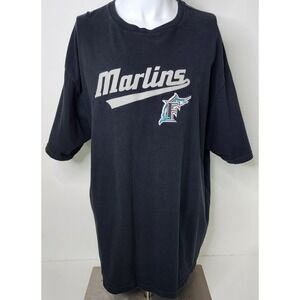 Florida Marlins MLB T-Shirt Mens Size 2XL Black Embroidered Genuine Merchandise